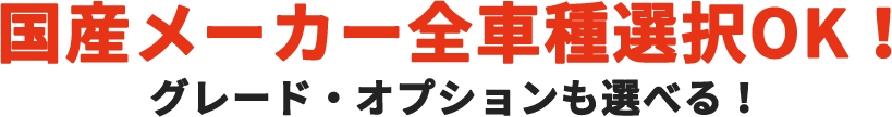 国産メーカー全車種選択OK!グレード・オプションも選べる!