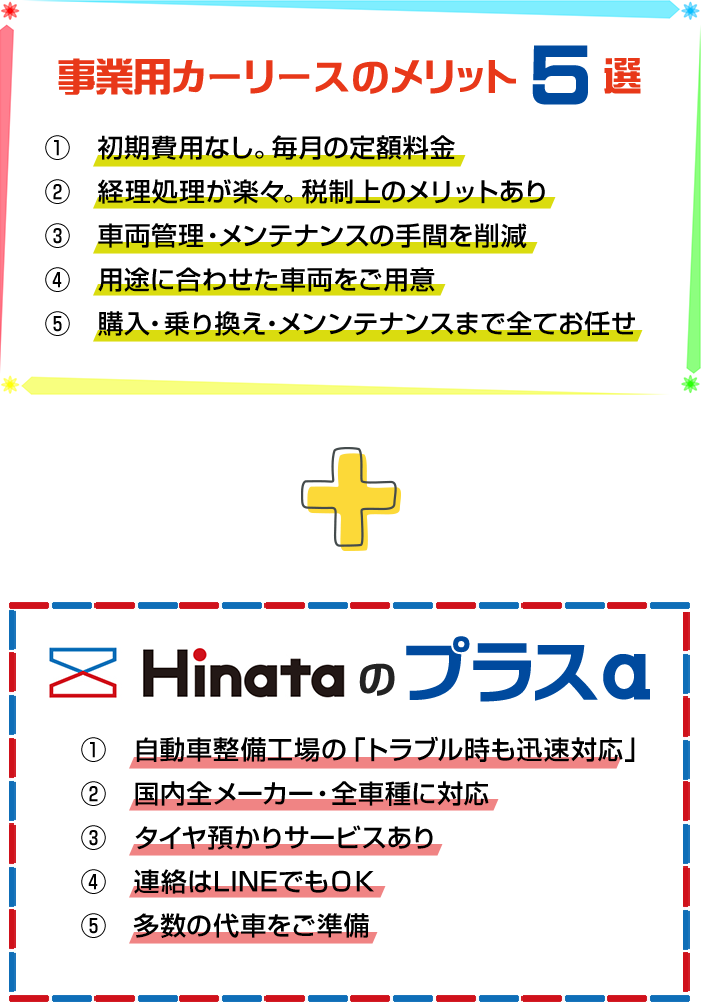 事業用カーリースのメリット5選 + Hinataのプラスα